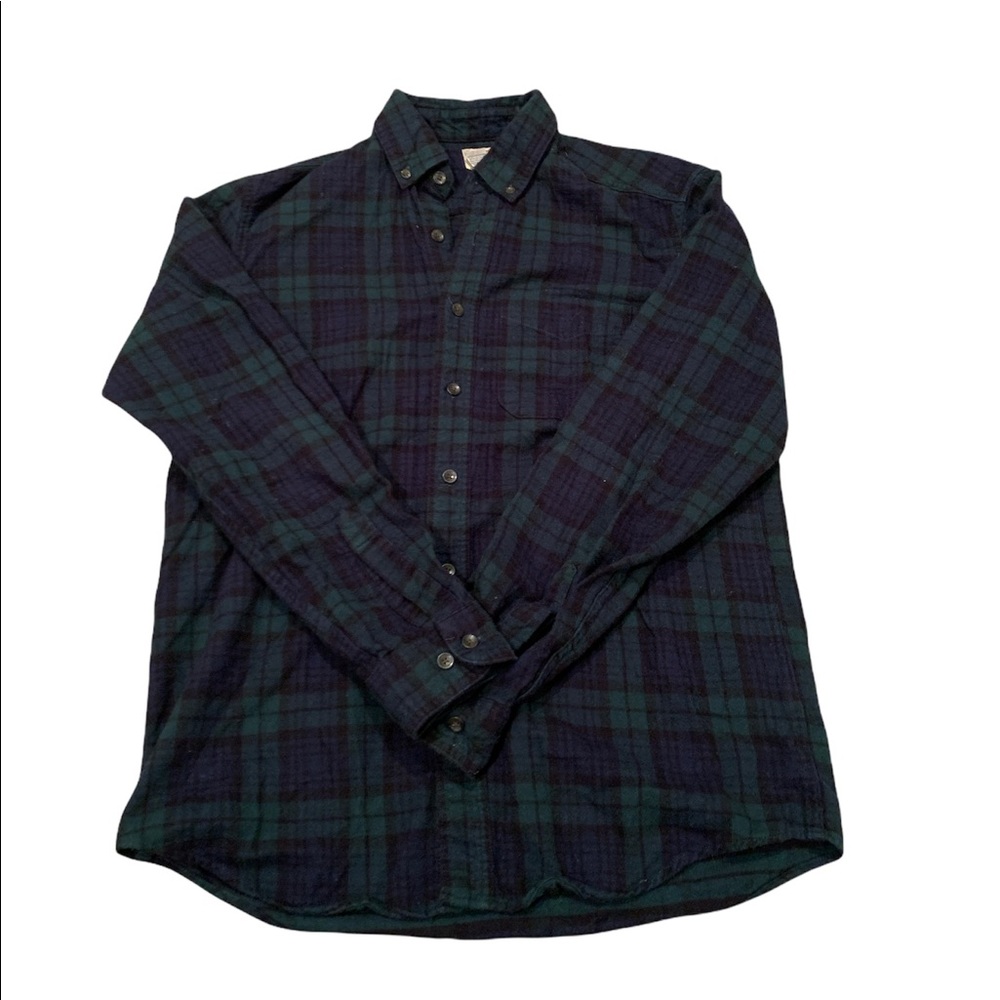 LL Bean Men’s Green and Blue Flannel Button Long Sleeve size Small